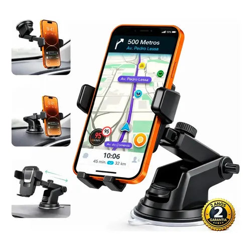 Suporte veicular para celular com ventosa e rotação 360°