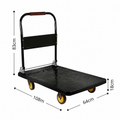 Carrinho Plataforma de Carga Dobrável Industrial 400kg em Aço Carbono com Rodas PU