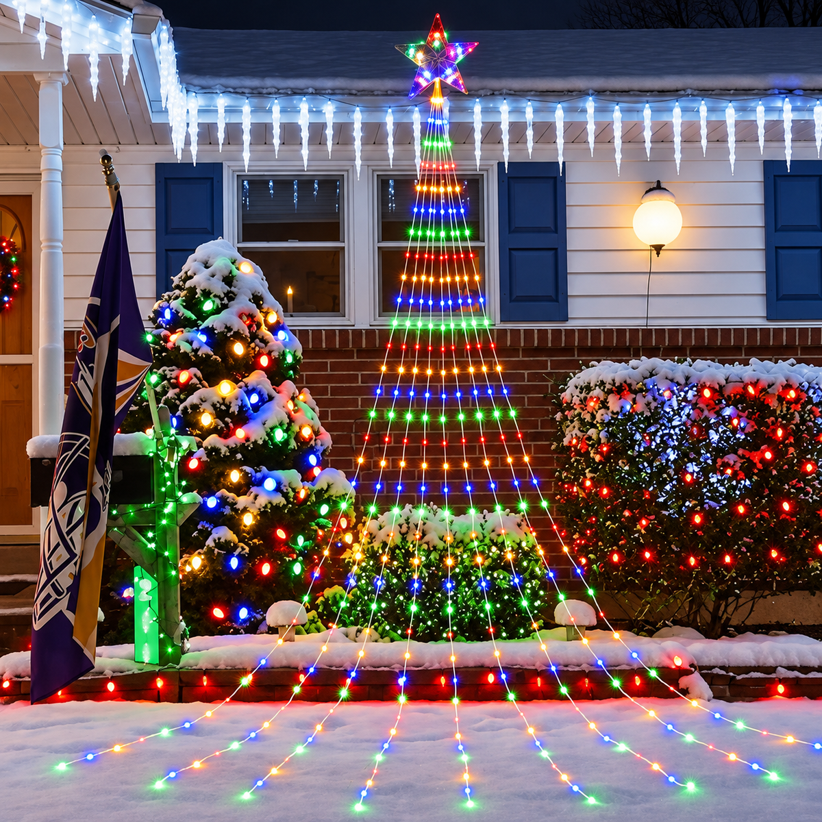 Cascata de LED para Árvore de Natal – Iluminação Natalina SwanChristmas