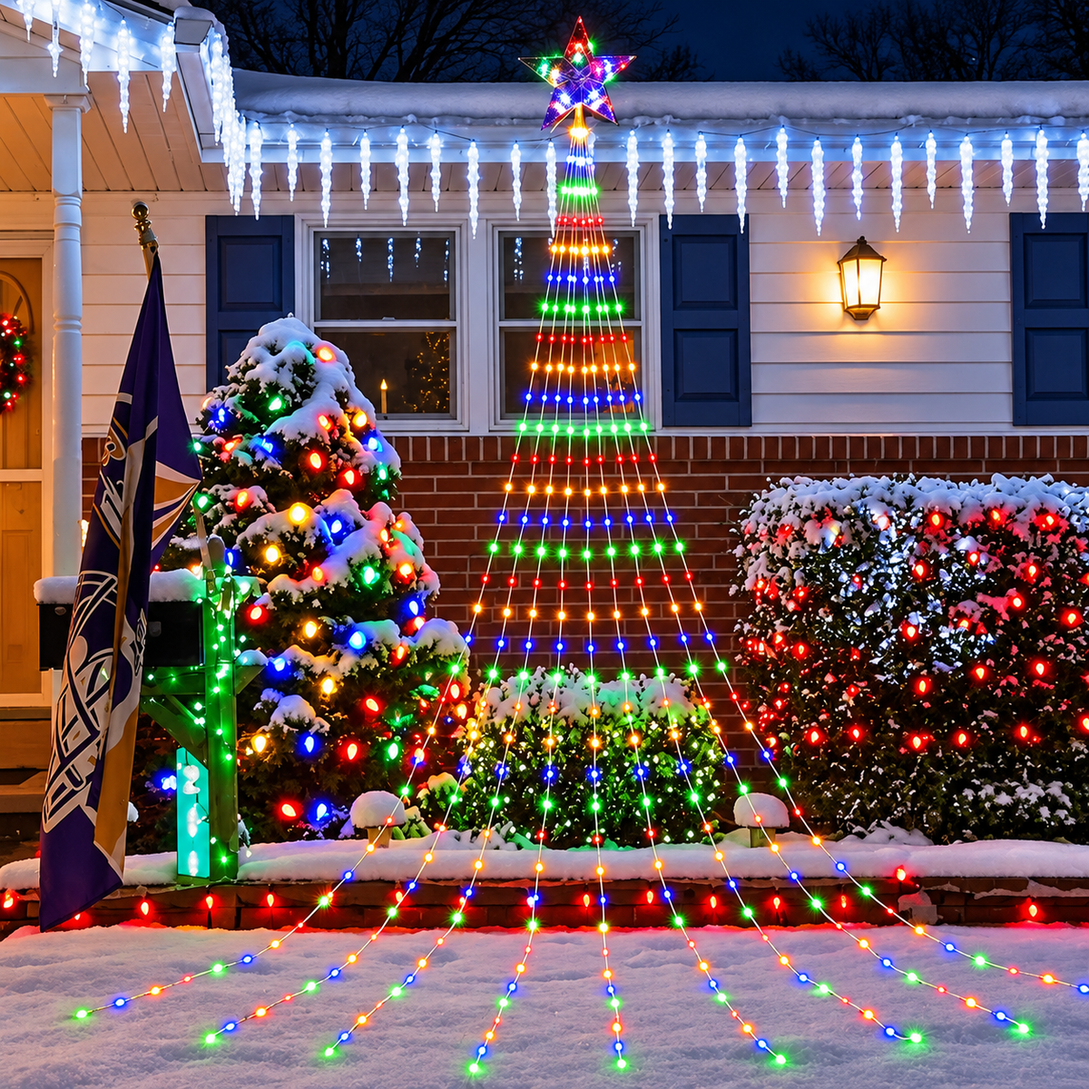 Cascata de LED para Árvore de Natal – Iluminação Natalina SwanChristmas