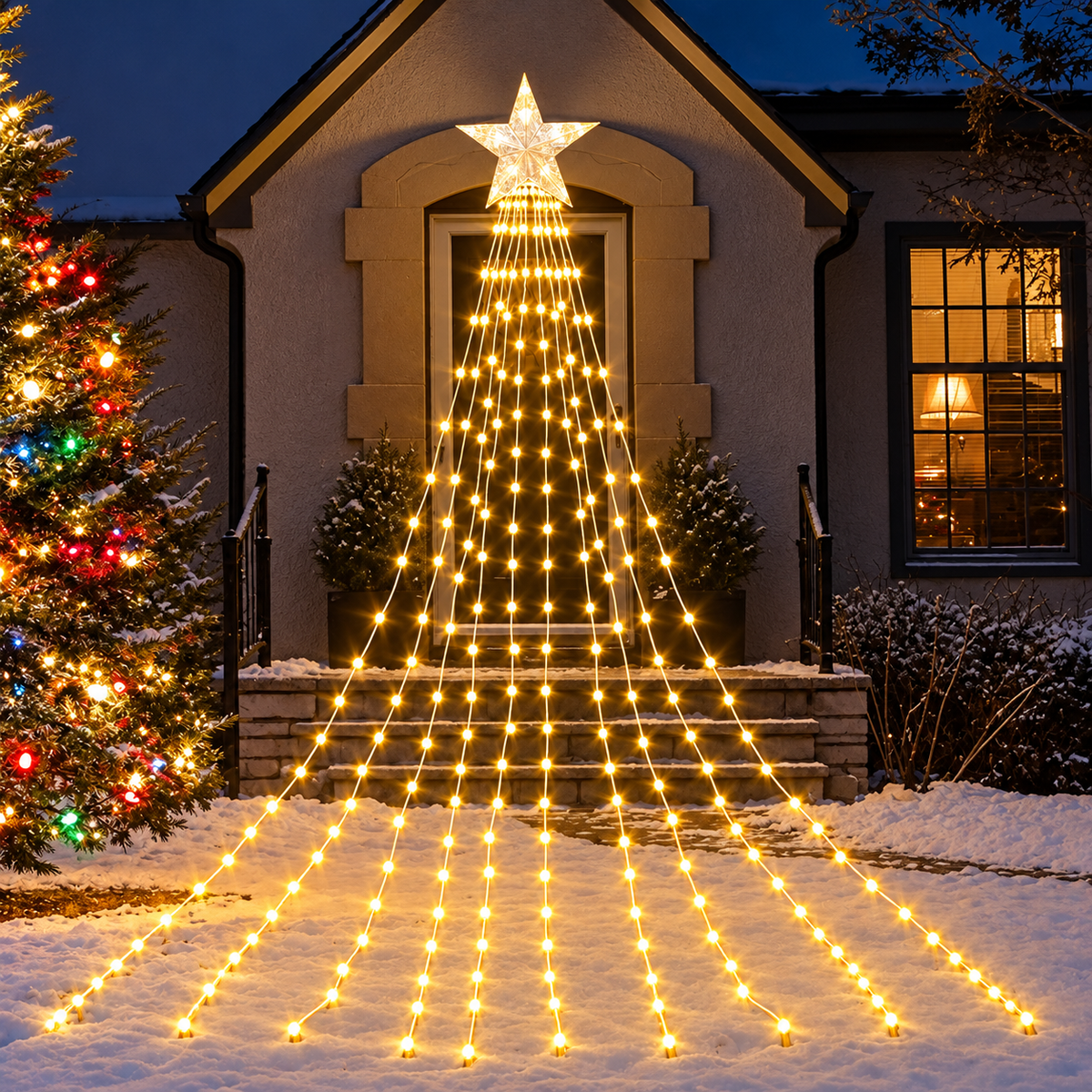 Cascata de LED para Árvore de Natal – Iluminação Natalina SwanChristmas