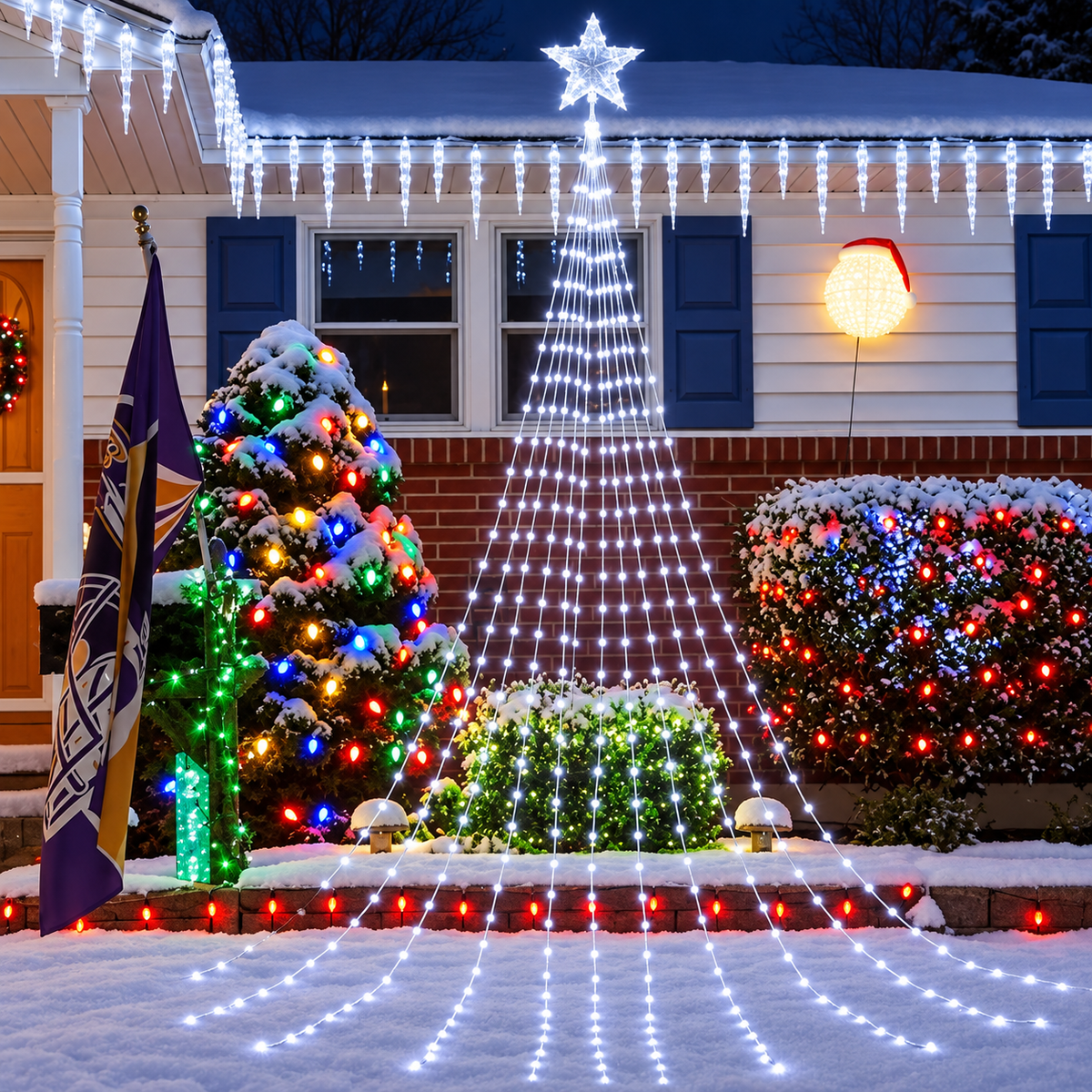 Cascata de LED para Árvore de Natal – Iluminação Natalina SwanChristmas
