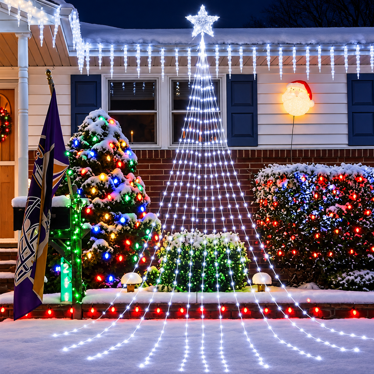 Cascata de LED para Árvore de Natal – Iluminação Natalina SwanChristmas
