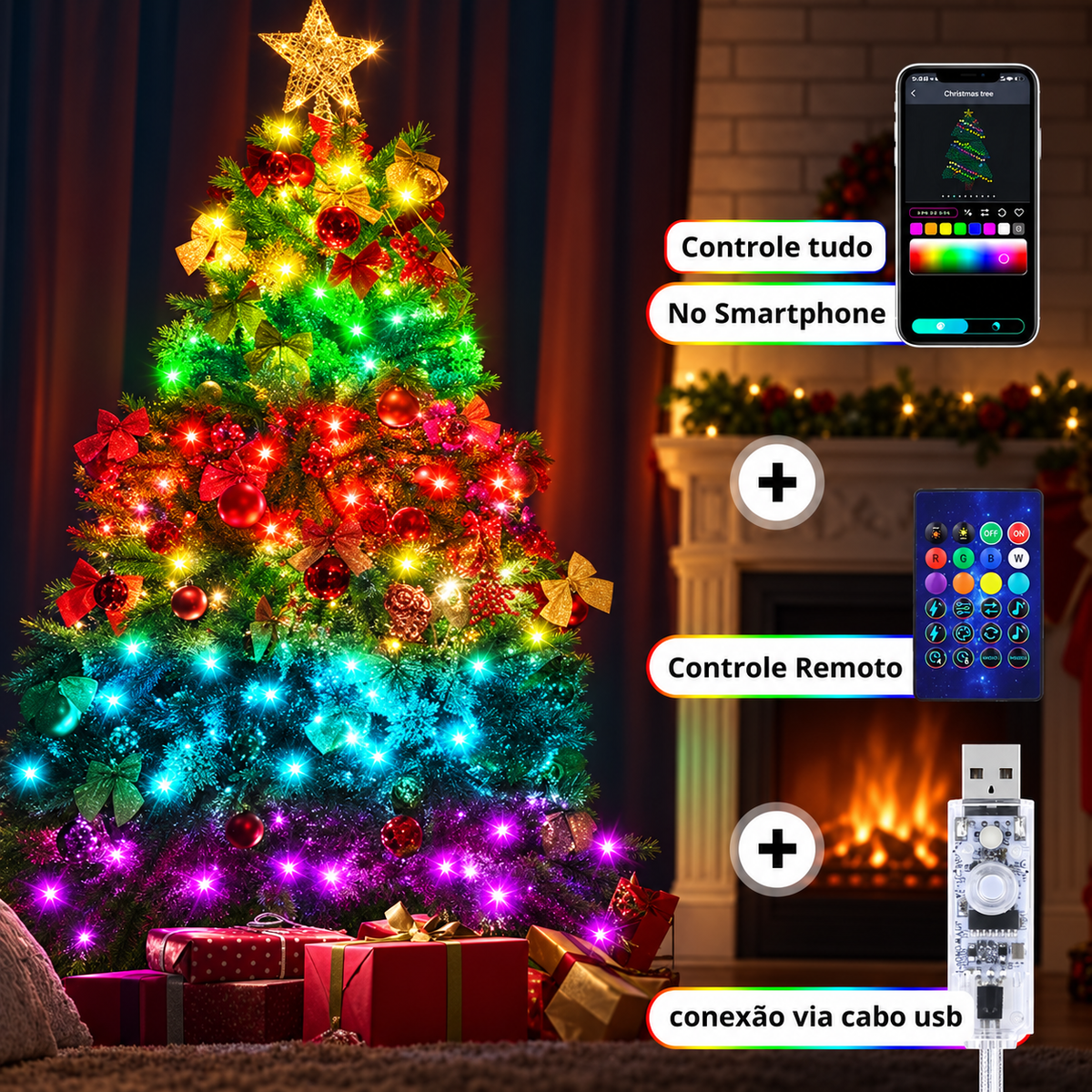 Pisca-Pisca Inteligente LED RGB com Controle pelo Celular – Swanlight