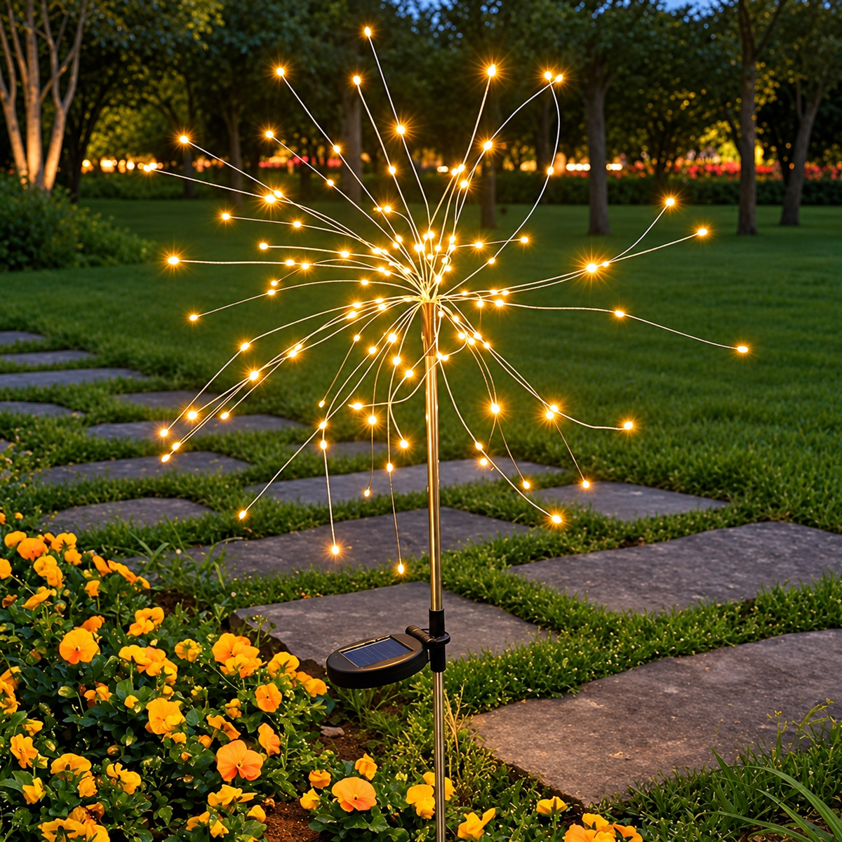 Luminária Solar LED Efeito Fogos de Artifício – Decoração de Natal para Jardim