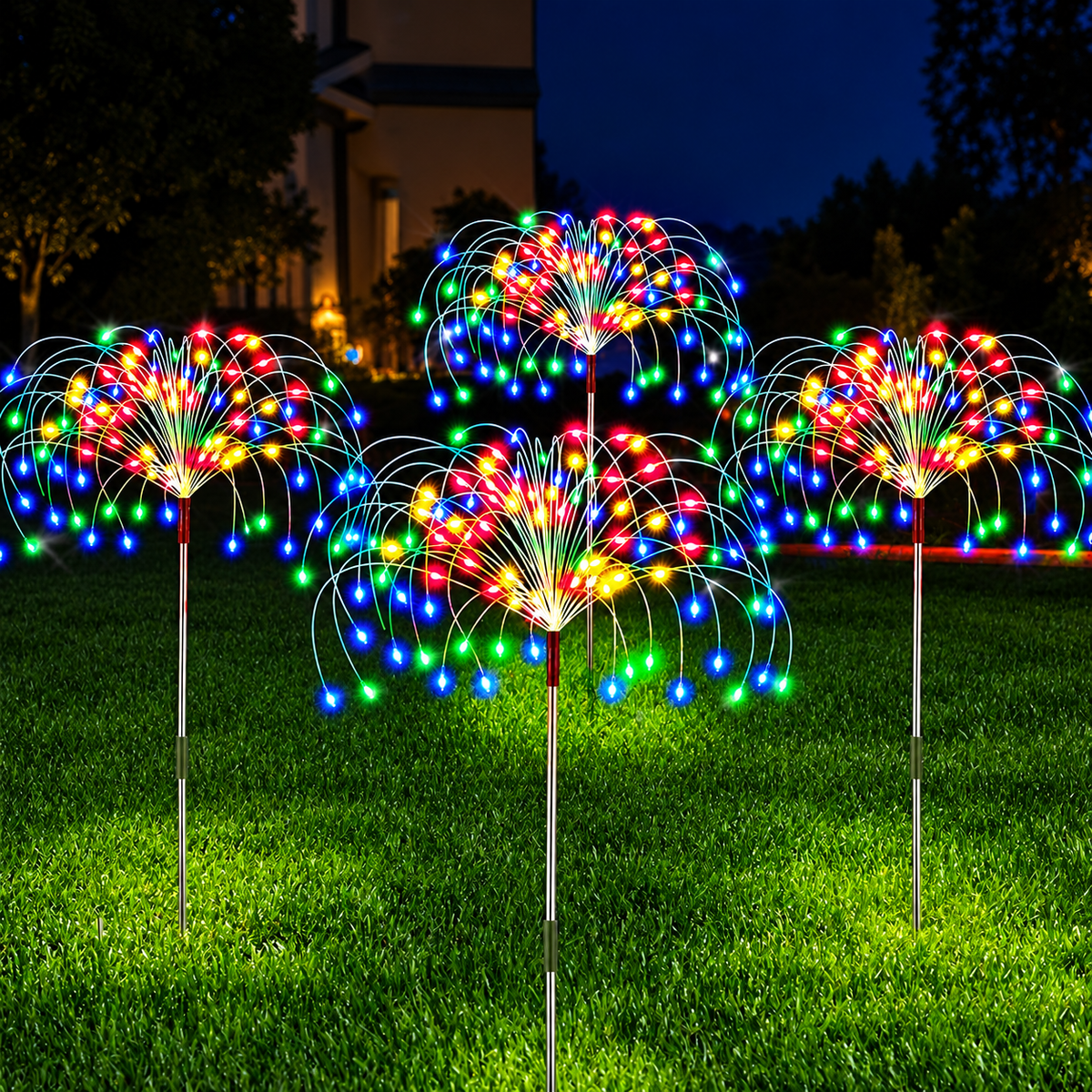 Luminária Solar LED Efeito Fogos de Artifício – Decoração de Natal para Jardim