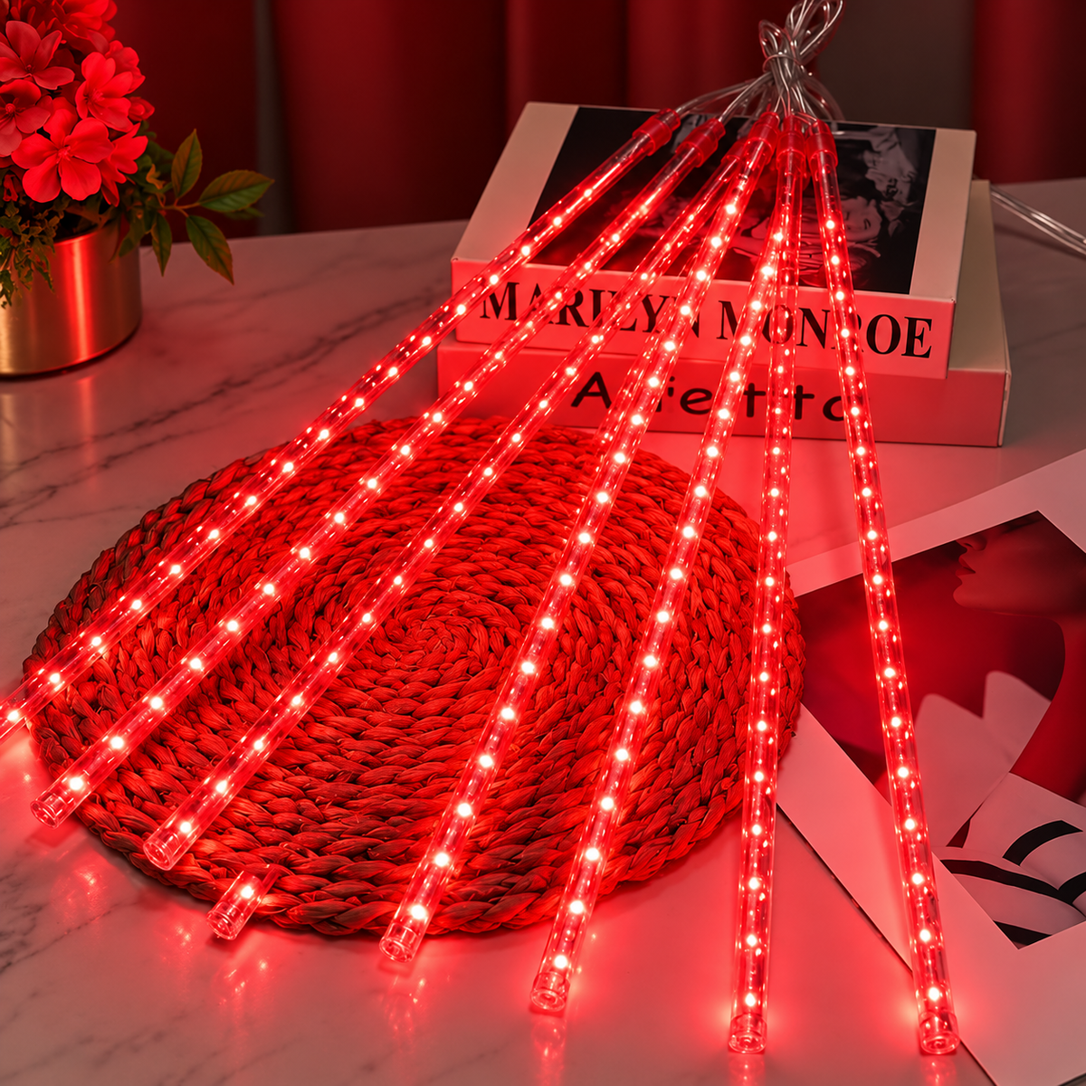 Cortina Chuva de LED com 8 Tubos Bivolt – Decoração de Natal