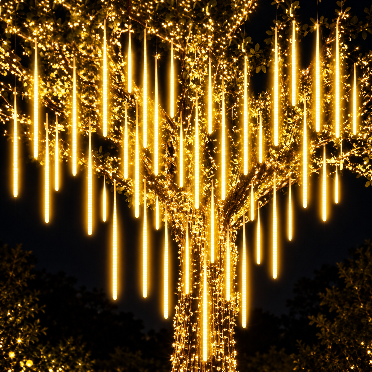 Cortina Chuva de LED com 8 Tubos Bivolt – Decoração de Natal
