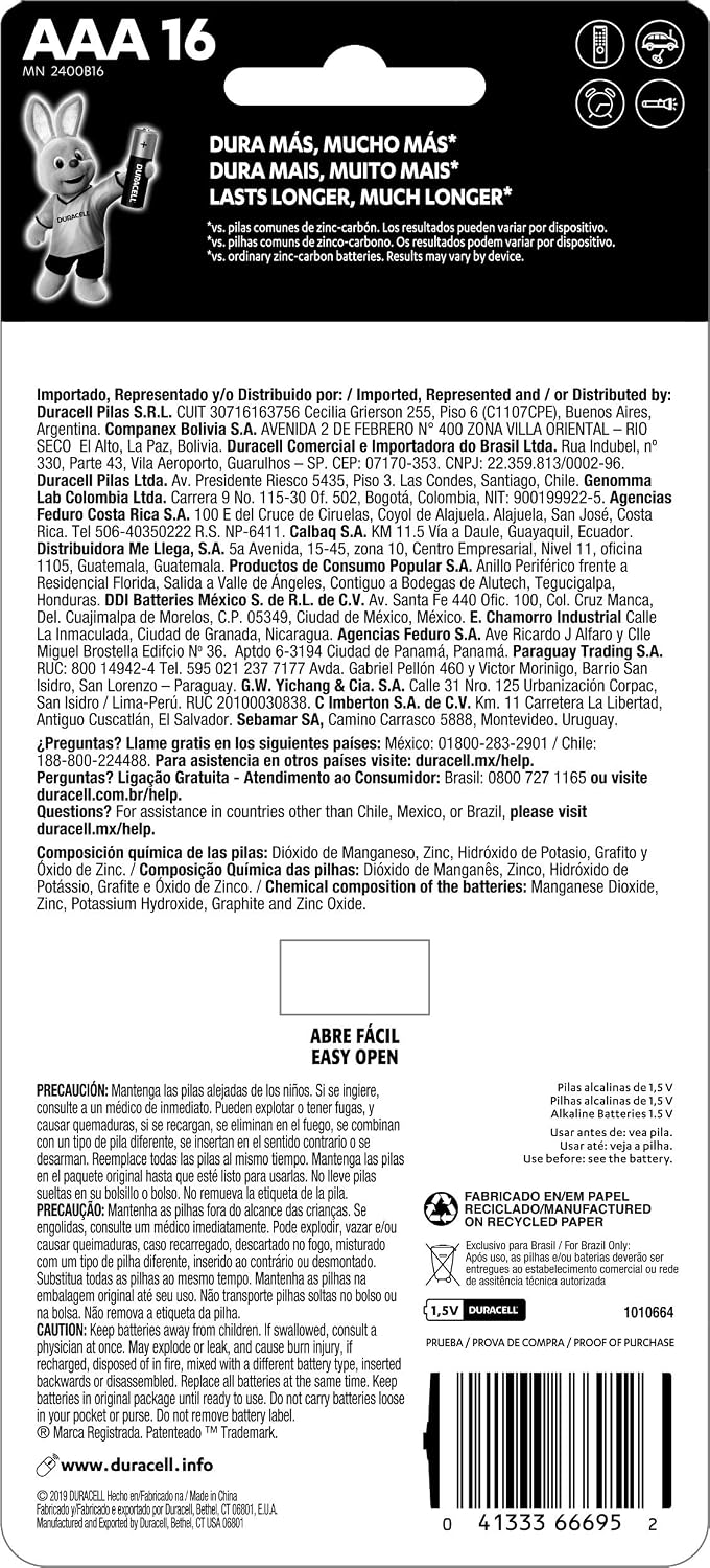 Pilha alcalina AAA Duracell — 16 unidades — foto 2