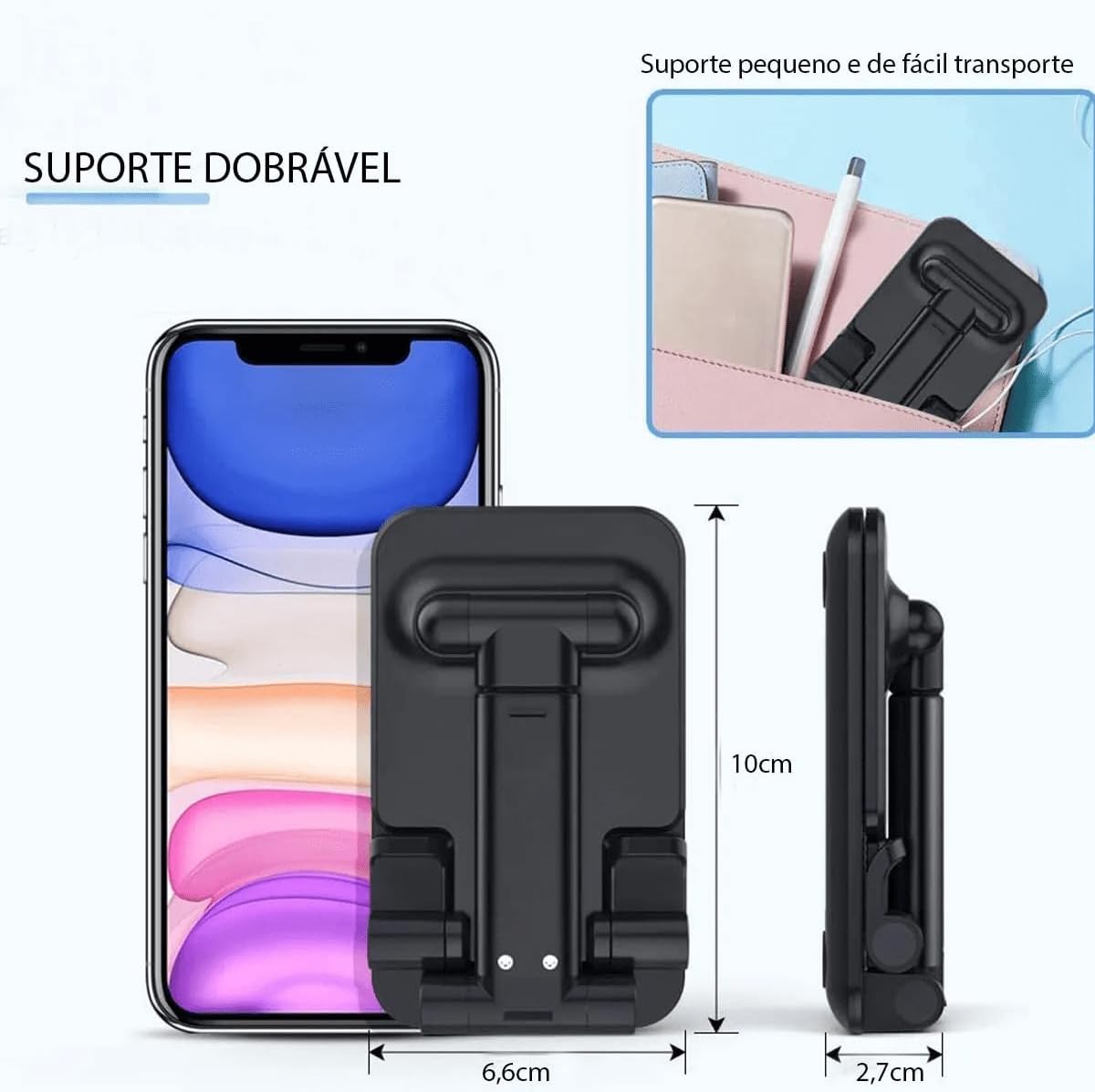 Suporte dobrável para celular e tablet preto — foto 5